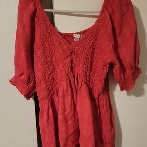 AMERICAN EAGLE Women's Smocked Peasant Top - Unknown Brand
